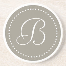Monogram Round Aluminum/White Dot Border