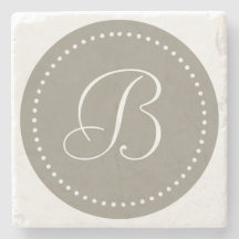 Monogram Round Aluminum/White Dot Border