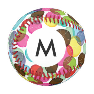 Monogram Round bubbles kids pattern 2 Baseball