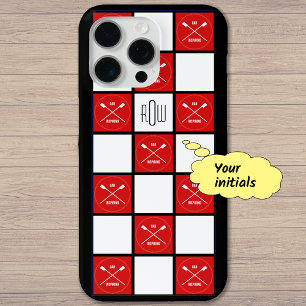 Monogram rowers crossed oars red iPhone 15 pro max case