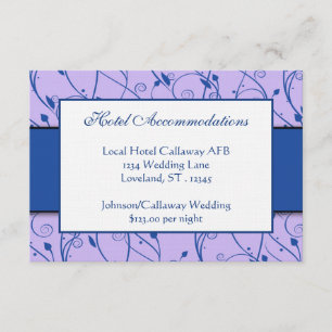 Monogram Royal Blue Lilac Floral Swirl Wedding Enclosure Card
