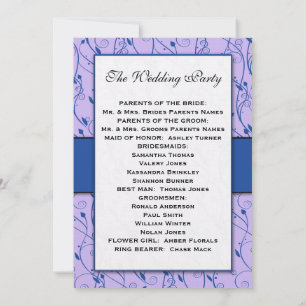 Monogram Royal Blue Lilac Swirl Wedding Program
