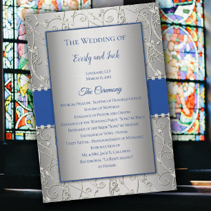 Monogram Royal Blue Silver programmes de mariage