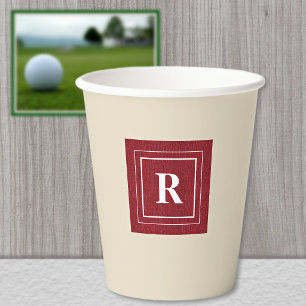 Monogram, Ruby Red Denim Print 8oz Paper Cups