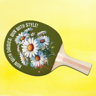 Monogram Run with daisies: win with style Green   Ping Pong Paddle