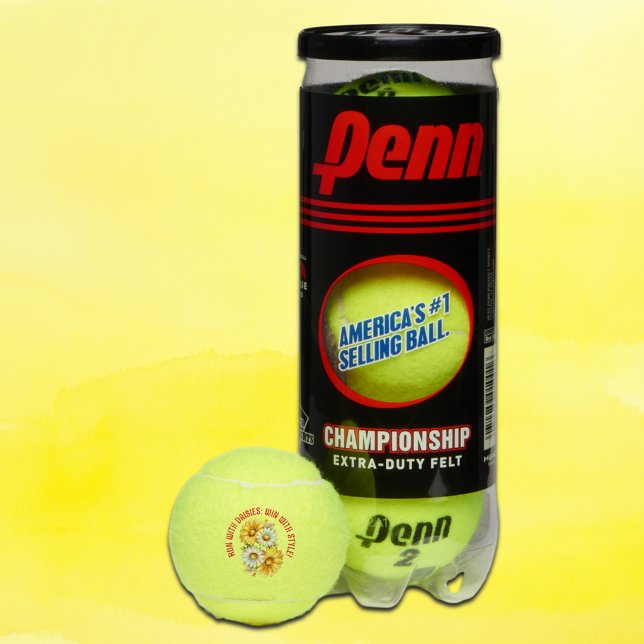 Monogram- Run with daisies: win with style Red | Tennis Balls (Creator Uploaded)