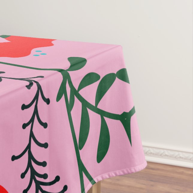 Monogram Rustic Chic Pink Floral Tablecloth (In Situ)