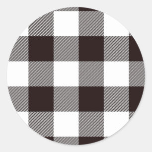 Monogram  Rustic Chic Plaid  Round  Classic Round Sticker