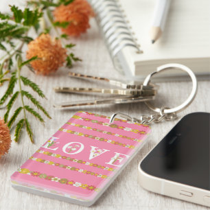 Monogram Rustic Daisy Floral Keychain