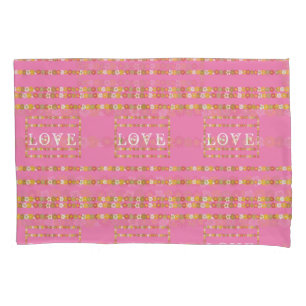 Monogram Rustic Daisy Floral Love Pink Pillowcase