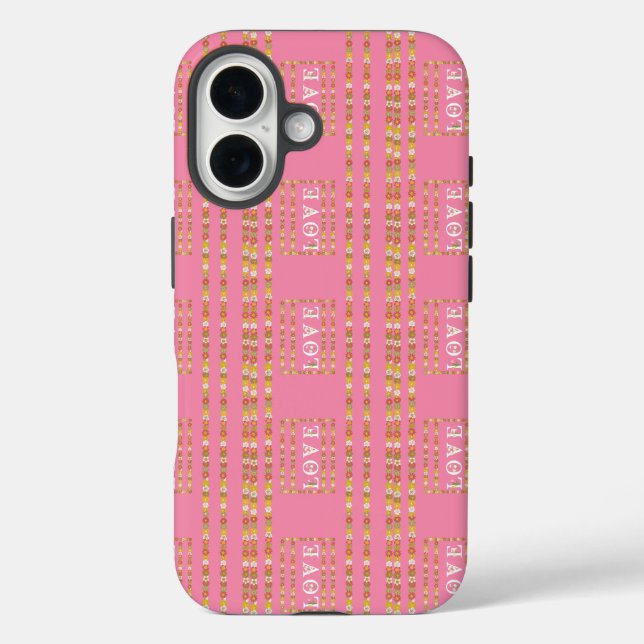 Monogram Rustic Daisy Floral Pink  Case-Mate iPhone Case (Back)
