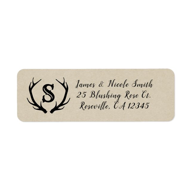 Monogram Rustic Deer Antlers Personalized Wedding (Front)
