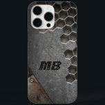 Monogram Rustic Grunge Masculine Personalized iPhone 16 Pro Max Case<br><div class="desc">This rustic design features your personalized monogram on a scratched metal background. Personalize by editing the text in the text box provided.</div>