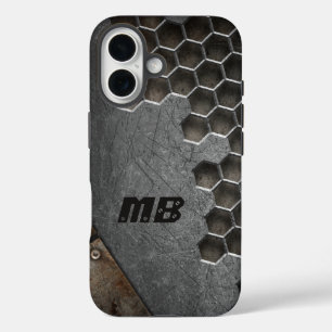 Monogram Rustic Grunge Masculine Personalized iPhone 16 Case