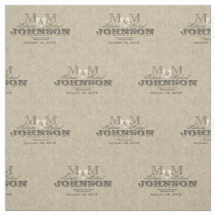 Monogram Rustic Linen Look with Heart Fabric