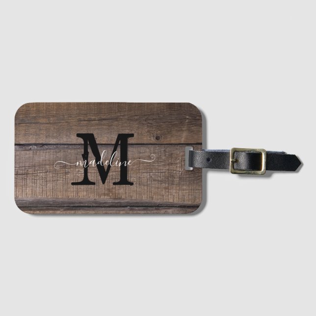 Monogram Rustic Script Name Travel  Luggage Tag (Front Horizontal)