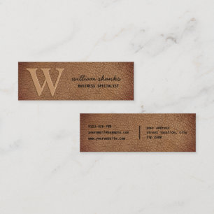 Monogram rustic stylish black gold script leather mini business card
