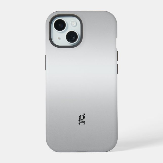 Monogram Rustic Teal Grey Customize Unisex iPhone 15 Case (Back)
