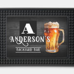 Monogram Rustic Wood Beer Bar Mat<br><div class="desc">Fun personalized custom bar mat. Simple, stylish, elegant black and white design. Fat Font Bold Initial, family name, monogrammed bar mat.</div>