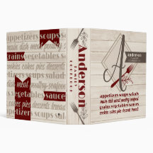 Monogram rustic wood cookbook personalized recipe