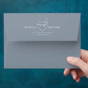 Monogram Rusty Blue Modern Elegant Wedding Envelop Envelope