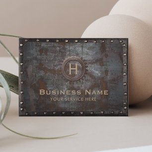 Monogram Rusty Metal Frame Vintage Business Card