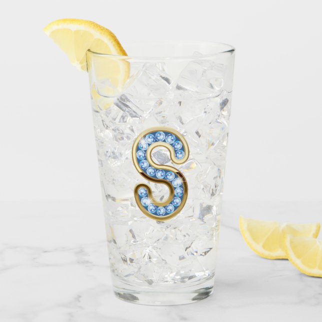 Monogram S - 16 oz Glass  (Front Ice)