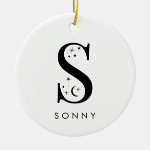 Monogram S Celestial Name  Ceramic Ornament