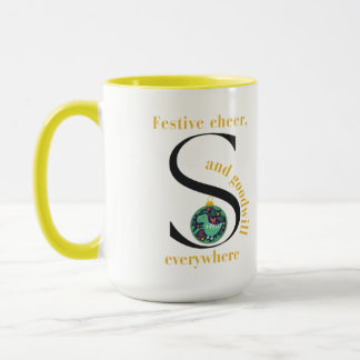 Monogram S Dinosaur Festive Cheer and Goodwill Mug