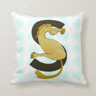 Monogram S Funny Pony Customized Throw Pillow