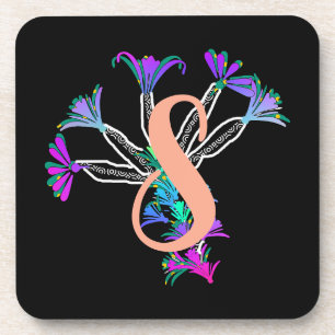 Monogram S Initial  Beverage Coaster