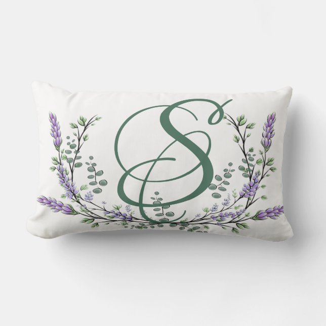 Monogram S Lavender Eucalyptus Lumbar Pillow (Front)