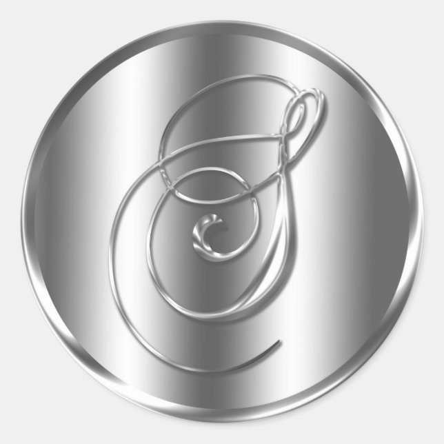 Monogram S Silver Colour Wedding Invitation Holida Classic Round Sticker (Front)