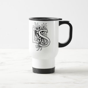 Monogram 'S' with Leaves - Travel Mug