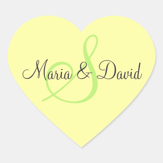 Monogram S Yellow Heart Stickers | Envelope Seals (Front)