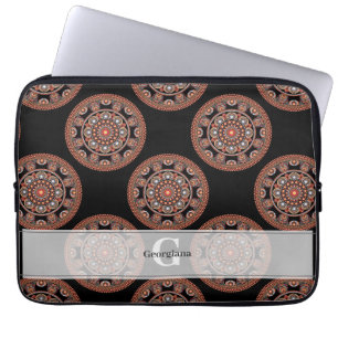 Monogram Safari Sunset Bohemian Polka Dot Mandala Laptop Sleeve