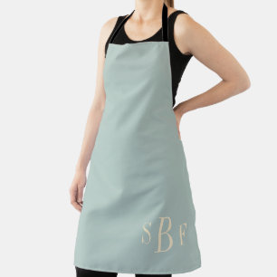 Monogram Sage Green Boho Modern Kitchen Gift Apron