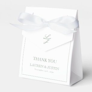 Monogram Sage Green Elegant Wedding Thank You Favor Box