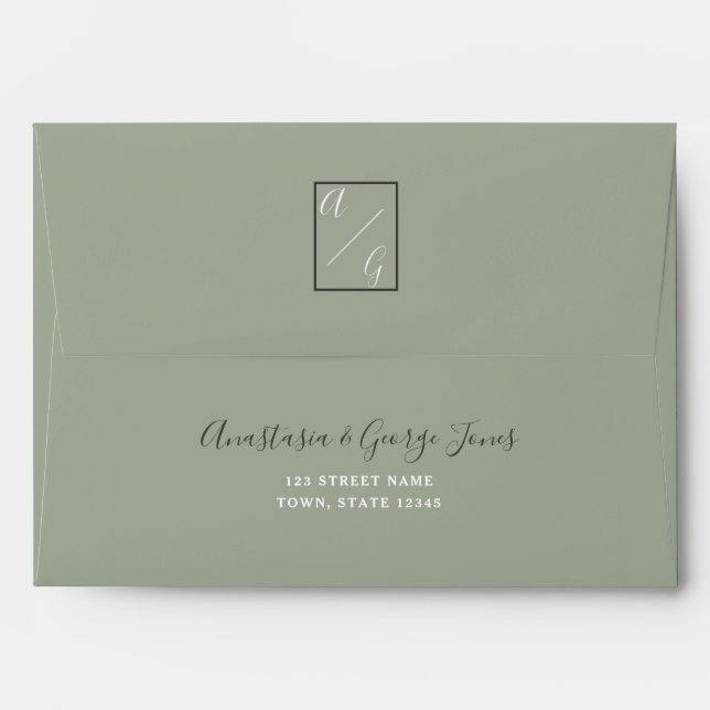 Monogram Sage Green Envelope (Back (Top Flap))