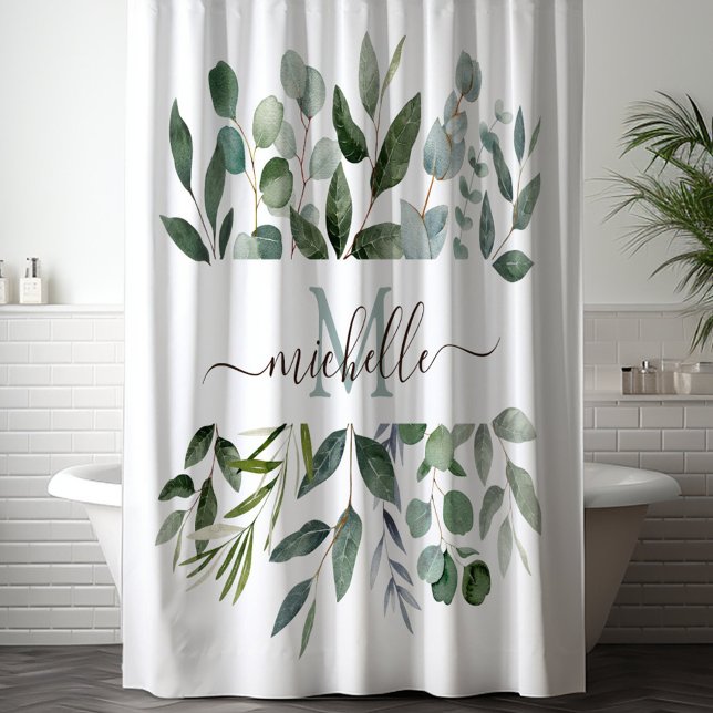Monogram Sage Green Eucalyptus Greenery Leaves   (In situ)