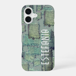 Monogram sage green pastel olive abstract pattern iPhone 16 case