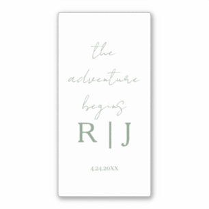 Monogram Sage Green Quote Adventure Begins Wedding