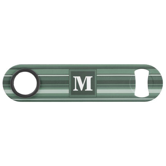 Monogram sage green stripes bar key (Front (Horizontal))