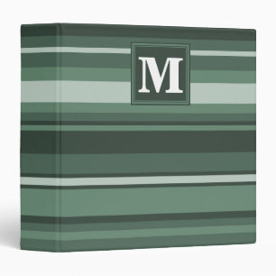 Monogram sage green stripes binder