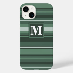 Monogram sage green stripes  Case-Mate iPhone 14 case