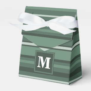 Monogram sage green stripes favor box