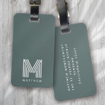 Monogram Sage Green Stylish Modern Minimalist Luggage Tag<br><div class="desc">A bold monogram design</div>