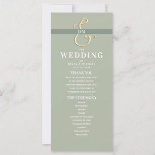 Monogram Sage Green Wedding Program
