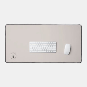 Monogram, salon, minimalistic beige-grey desk mat