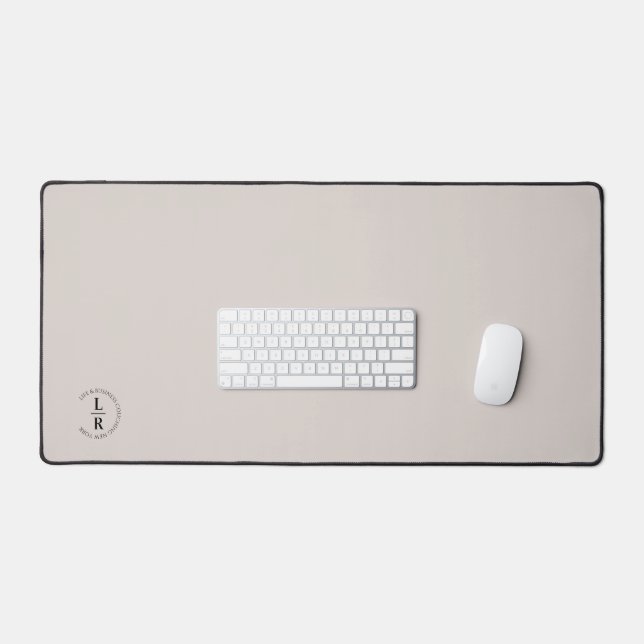 Monogram, salon, minimalistic beige-grey desk mat (Keyboard & Mouse)